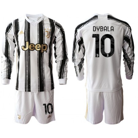 Billiga Fotbollströjor Juventus Paulo Dybala 10 Barn Hemma tröja 2020/21 Långärmad